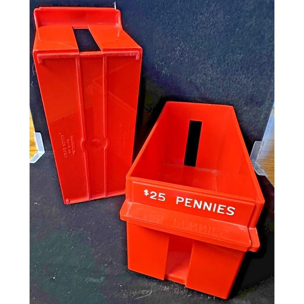 $25 Dollar Penny Holders - Red/Hard Plastic Tray - Excellent Condition